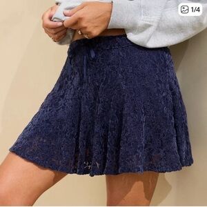 Aerie Navy Lace Mini Skirt